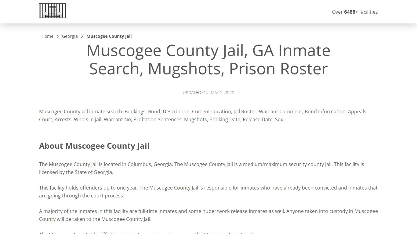 Muscogee County Jail, GA Inmate Search, Mugshots, Prison ...